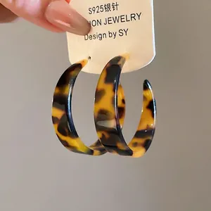 Boucles D'oreilles Créoles En C Avec Motif Léopard Et Tige En Argent Sterling 925 Pour Femme Bijoux Rétro