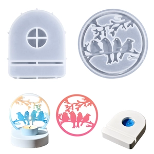 DIY silicone mold set for resin bird candle holder and arched base home decoration
