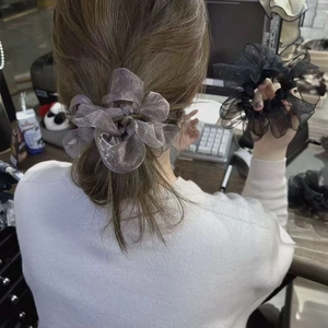 Scrunchies Con Fiocco In Organza Grandi Elastici Per Capelli Pieghettati Scintillanti Per Donne Ragazze Accessorio Minimalista Coda