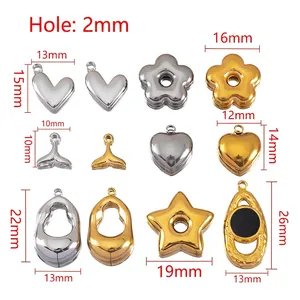 Pendentifs Charms En Acier Inoxydable Formes Coeur Fleur Étoile Queue De Baleine Pour Fabrication De Bijoux DIY Colliers Bracelets Accessoires Métalliques Polis