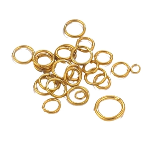 18K gold plated stainless steel open jump rings in various sizes for DIY jewelry making