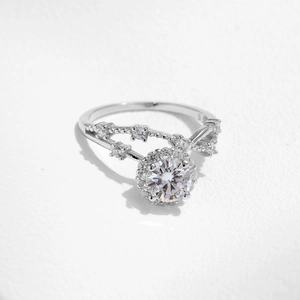 Elegante S925 zilveren kroonring met een schitterende 0,8 karaat moissaniet in het midden