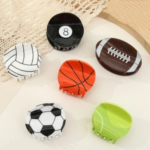 Sporty Hair Claw Clips For Women Girls Soccer Basketball Football Tennis Baseball Design Plastic Resin Novelty Headwear