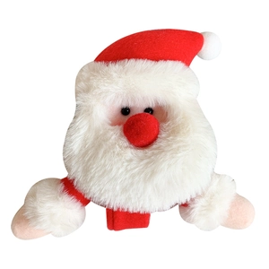 Plush Santa Claus Christmas slap bracelet with soft white beard and classic red hat