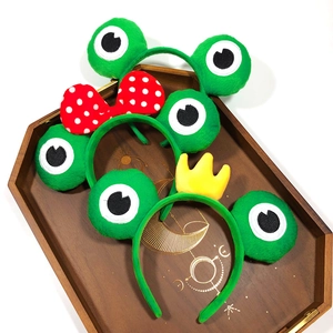 Mignon Bandeau Peluche Yeux De Grenouille Élastique Doux Bande De Cheveux Animal Pour Lavage Du Visage Maquillage Femmes