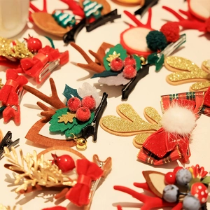 Christmas Reindeer Antler Hair Clips Headbands Plush Metal Plastic Fabric Cartoon Elk Ear Santa Bell Mushroom Holiday Party Cosplay