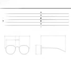 Size chart showing 145mm width and 147mm temple length for double-bridge aviator sunglasses