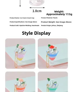 Close-up of handmade dual-color ice cream sundae charm with 1.8cm diameter base
