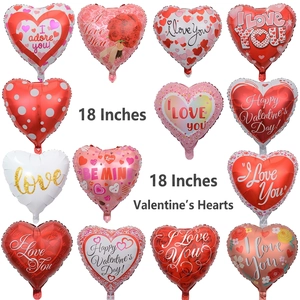 18-inch heart-shaped foil balloons with Valentine's Day I Love You prints in 15 styles