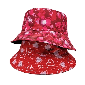 Spring heart print reversible bucket hat for men and women featuring love graphic patterns
