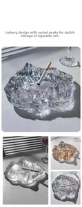 Artistic iceberg glass ashtray featuring iceberg design with textured mountain peaks