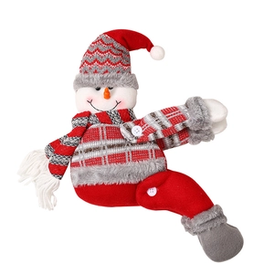 Plush Christmas snowman curtain tieback for festive home holiday window decoration