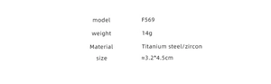 Detailed specs for titanium steel C-shape zircon earrings: 14g weight and 3.2x4.5cm size