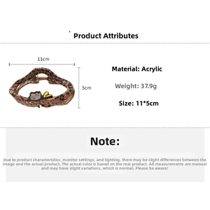 Detailed product specs of leopard print hair claw clip made of acrylic, 11x5cm size