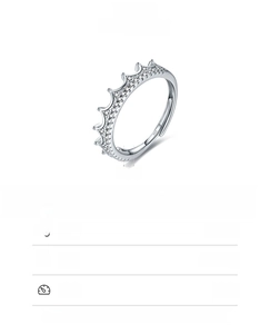 Detail of 925 sterling silver crown ring with micro-pave diamonds and 2.1mm width specifications