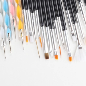 Detailed set of 20 professional nail art brushes for painting, lining and dotting tools