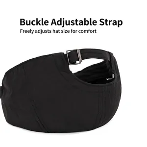 Adjustable quick-dry black duckbill cap with metal buckle back and breathable fabric