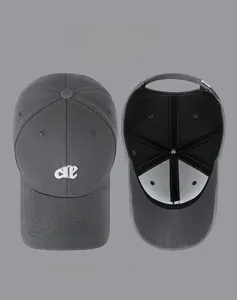 Detailed embroidery view of cotton baseball cap with aesthetic text and multiple colors