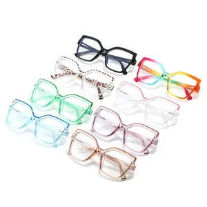 Square irregular eyewear frames in multiple colors for women with spring hinges