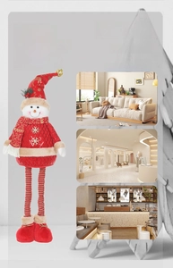 Detailed view of telescopic Christmas snowman doll with glitter hat and scene applications