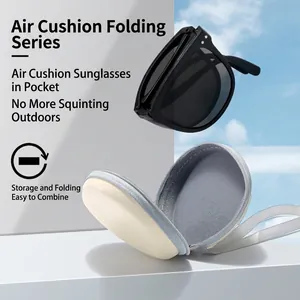 Retro Foldable Sunglasses Women Men Lightweight Square Plastic Frame UV400 Protection Portable Travel Eyewear With Case
