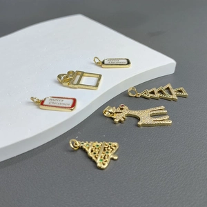 Exquisite 6-piece Christmas pendant set with zircon reindeer and tree charms