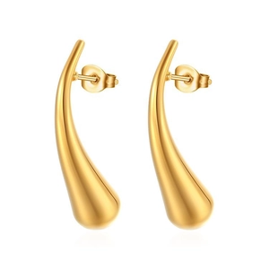 Boucles d'oreilles minimalistes en acier inoxydable doré avec finition polie lisse