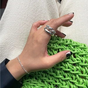 925 Sterling Silver layered smooth and twisted rope rings with matching bracelet