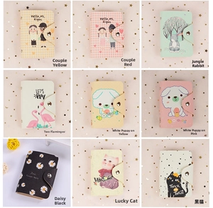 Detailed grid showing diverse PU leather card holders with cute cartoon animal patterns