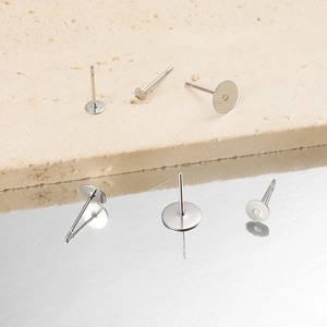 Professional flat pad silver stainless steel earring posts for DIY jewelry making sets