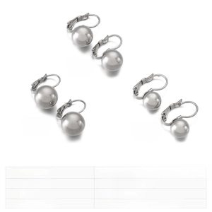 Detail chart of stainless steel hoop earrings showing size 8mm to 12mm and weights