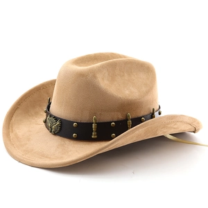 Cappello da cowboy vintage in finto scamosciato con emblema dell'aquila e borchie