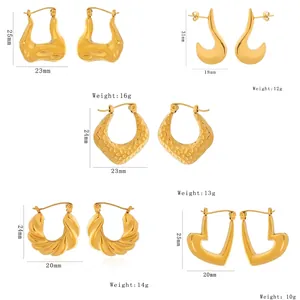 Boucles d'oreilles en acier inoxydable en forme de U avec détails des dimensions et du poids