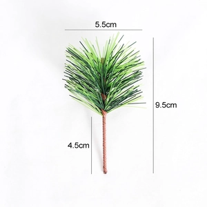 Detailed view of artificial pine needles branch with 9.5cm height and 5.5cm width dimensions