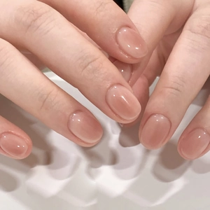 Nude Pink Blush Ombre Press On Nails Jelly Glossy Mini Square Short Round Artificial False Nails For Women Everyday Style