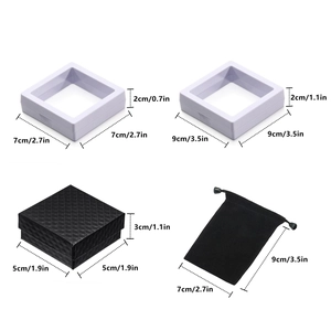 Jewelry packaging set with PE film display boxes, cardboard box and velvet pouch