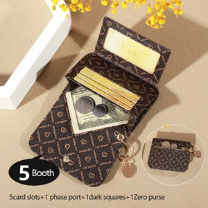 Detail view of printed wallet interior showing 5 card slots and one photo port