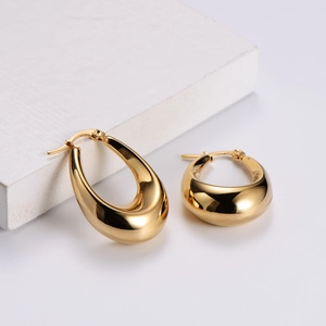 Elegante Wassertropfen Creolen Für Damen 18K Vergoldet Edelstahl Hohl Tränenform Ohrring Minimalistischer Modeschmuck
