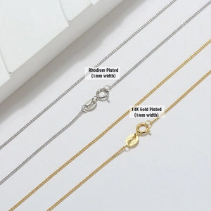 Curb Chain Necklace 925 Sterling Silver Thin Basic Minimalist Link Jewelry For Women