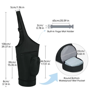Sac porte-tapis de yoga imperméable en nylon avec dimensions, sangle et poche humide