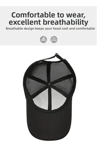 Gros plan d'une casquette de baseball noire en mesh respirant avec sangle réglable au dos