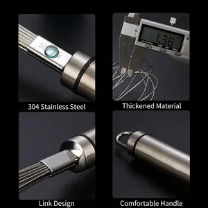 Manual 304 stainless steel whisk with 1.38mm thickened wire and ergonomic hanging handle