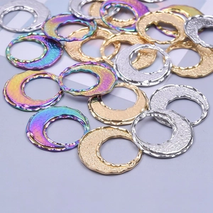 Polished 18k gold and silver irregular round jewelry charms for DIY necklaces