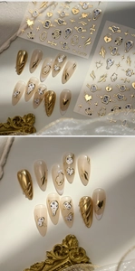 Detail of vintage gold clock and starburst embossed nail art stickers M-1240