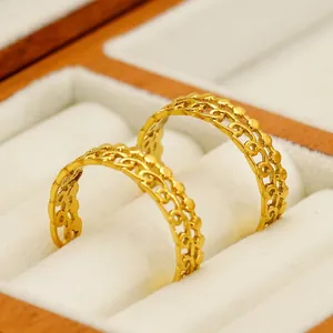 French vintage 18K gold plated hollow chain link geometric stud earrings for women