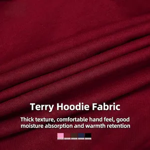 Deep red French Terry high waist athletic shorts with drawstring and thick fabric texture