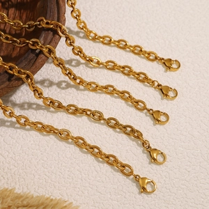 18K gold plated stainless steel cross chain bracelets with lobster clasp closure