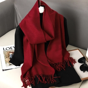 Women's Winter Soft Imitation Cashmere Scarf Solid Color Warm Long Knit Scarf With Tassels Fashion Elegant Shawl Wrap Ladies