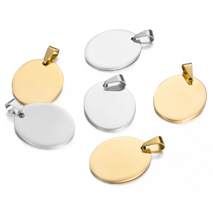 Stainless steel blank oval dog tag pendants for DIY engraving, mirror polished jewelry accessories