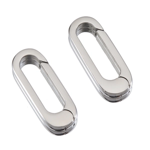 Pair of polished stainless steel oval spring clasps for DIY jewelry making and bag links